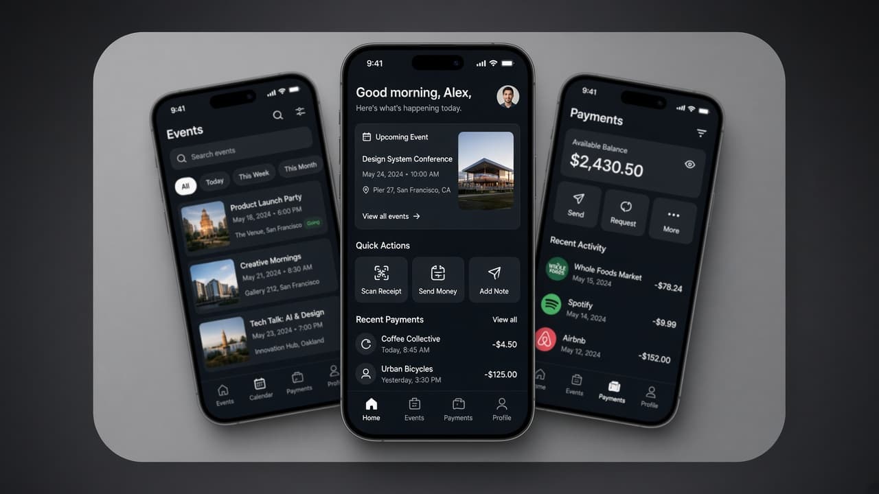 Mobile application mockups